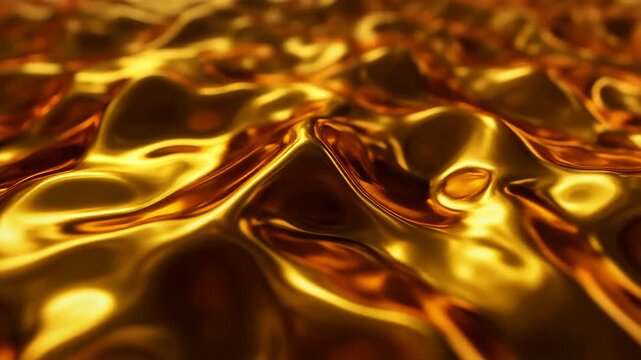 Golden Liquid Metal Waves 4K Generative AI