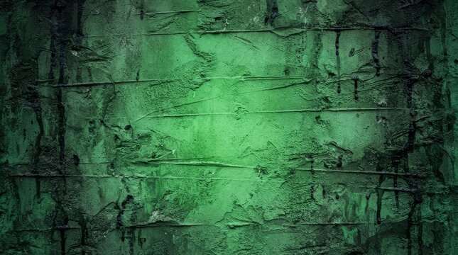 A textured green wall background with distressed details