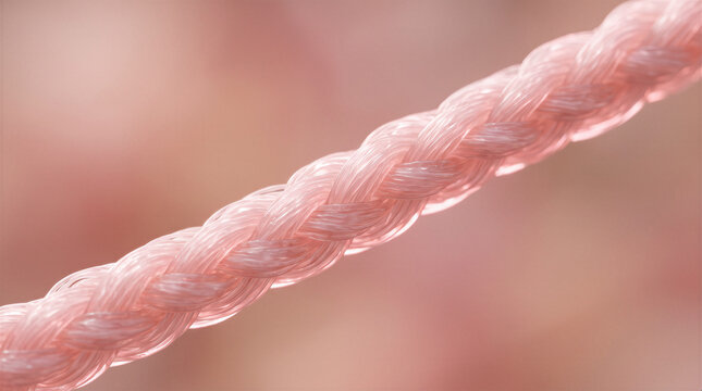 Close-up of pink braided rope with tangible experience