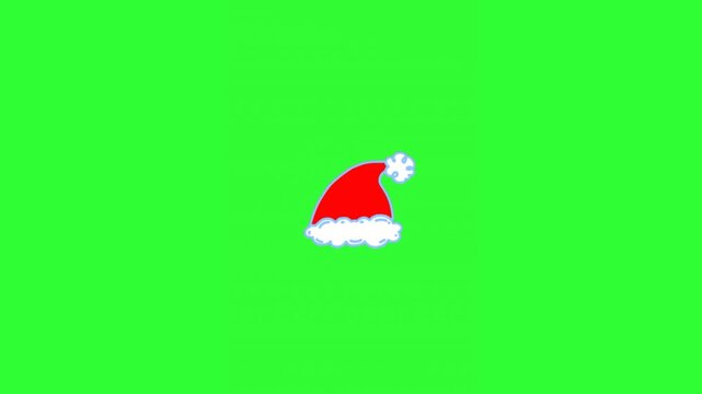 Cute Santa Claus hat animation on a green screen