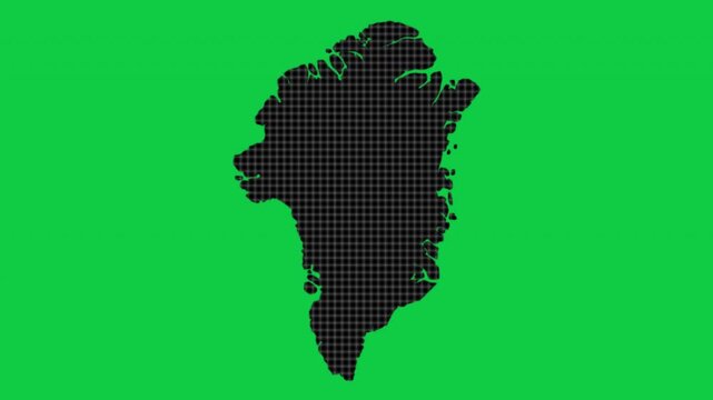 Greenland black cells effect map pop animation green background