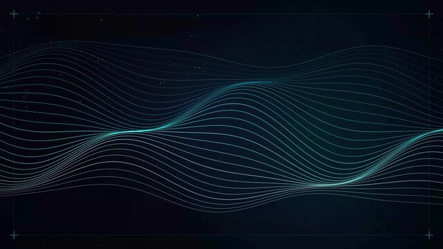 Abstract flowing lines wave pattern on dark background, digital science and technology concept.