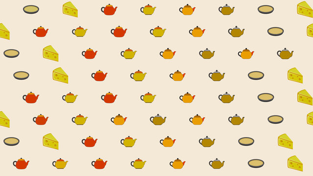 Teapots, Cheese Wedges, and Plates Pattern