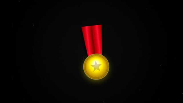 Golden Medal with Red Ribbon - Award Ceremony Animation