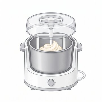 Electric ice cream maker machine with soft serve swirl illustration