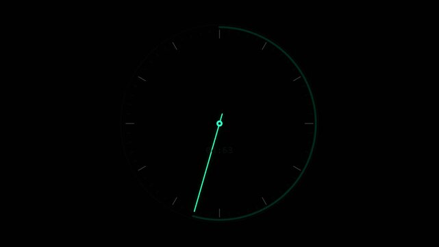 Digital Clock Interface Animation: Time Progression on Dark Background