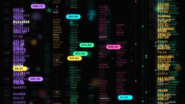 Colorful data code columns scrolling in a seamless tech loop