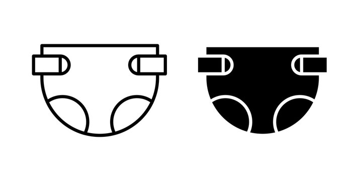 Baby diaper icon flat outline in black