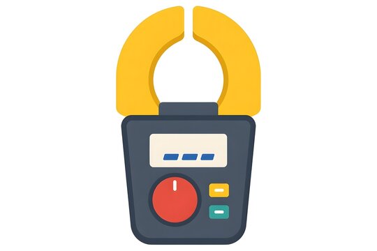 Digital clamp meter tester flat vector illustration electrician multimeter tool isolated on white background