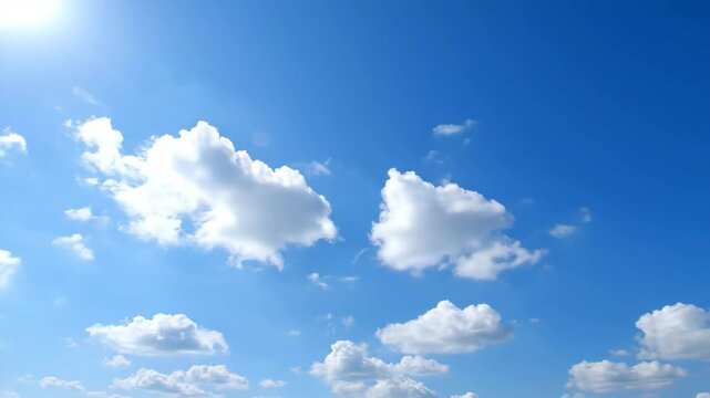 Blue sky, white clouds, clear sky scene, blue sky, white clouds time-lapse photography