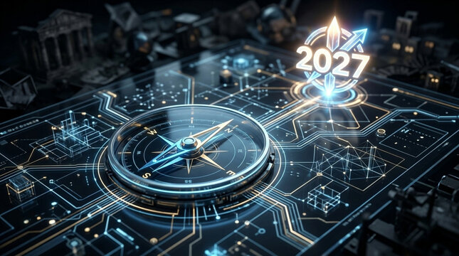 Futuristic Digital Compass Navigation Concept for 2027