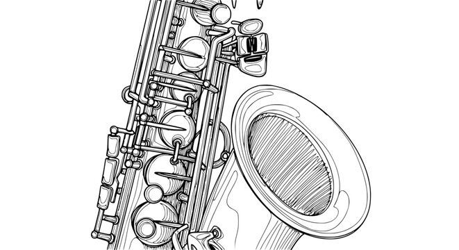 Detailed Saxophone Illustration Isolated on Transparent Background
