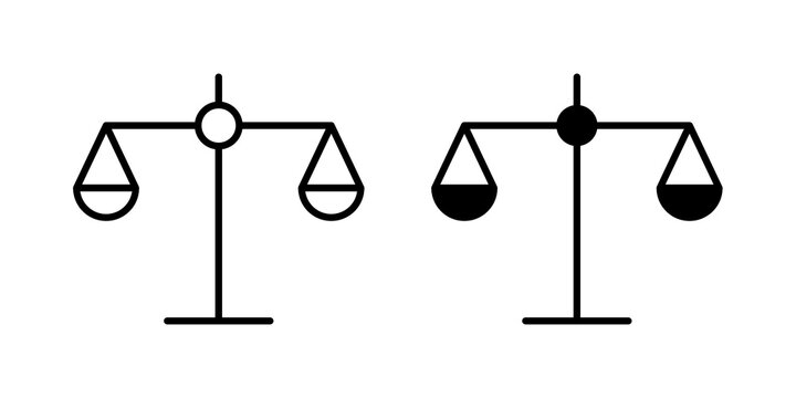 Law scale icon flat outline in black