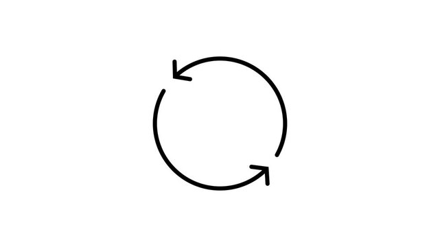 Black Bidirectional Loop Arrow Icon Animation &ndash; Transparent Background