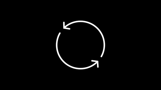 White Bidirectional Loop Arrow Icon Animation with Transparent Background (Preview Shown on Black). 4k video