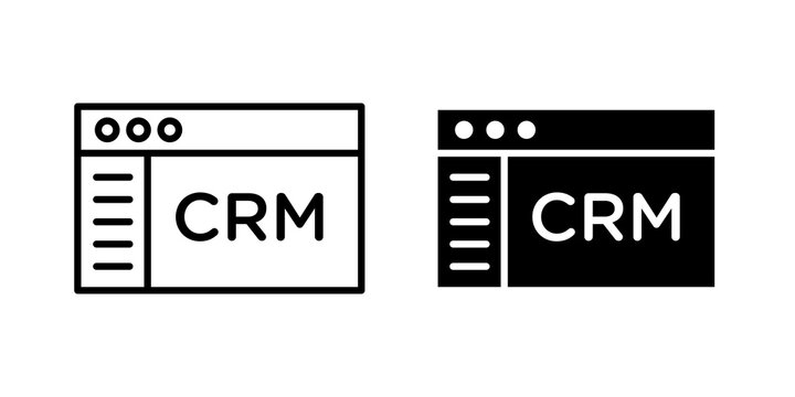 CRM icon flat outline in black