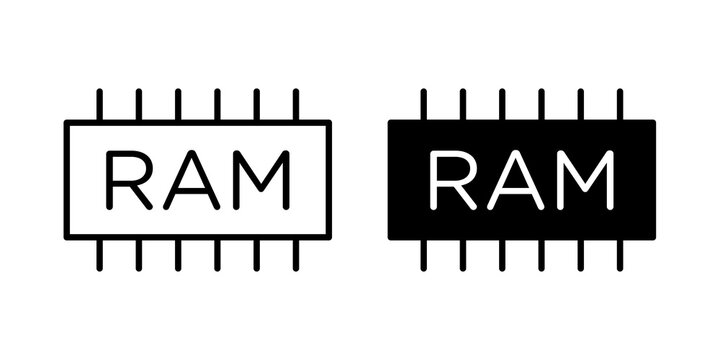 RAM memory icon flat outline in black