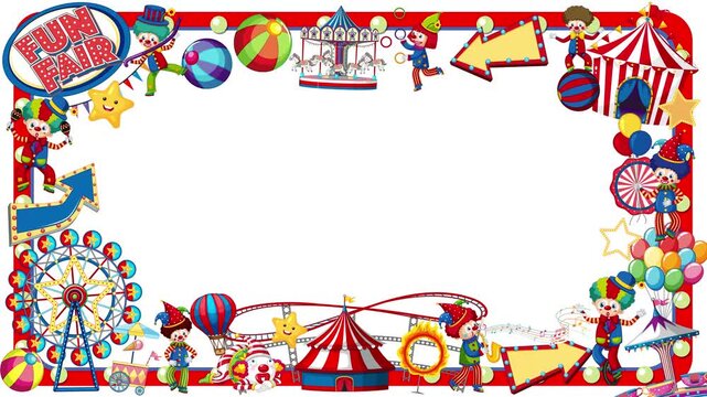 Fun Fair Amusement Park Cartoon Animated Border Loop With Copy Space