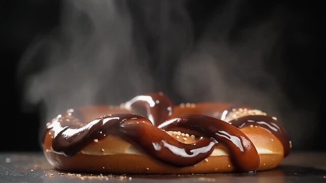 Steam rising from a warm pretzel