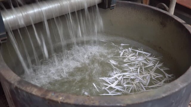 Hanji fibres settling in a vat
