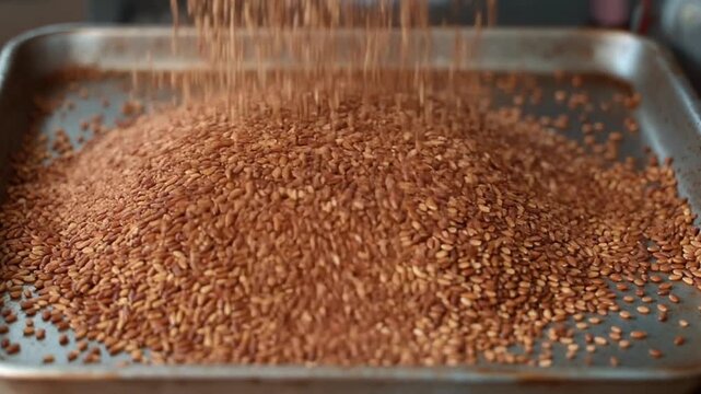 Sesame settling on a simit tray