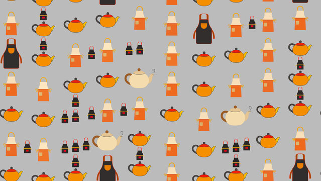 Teapots and Aprons Repeating Pattern