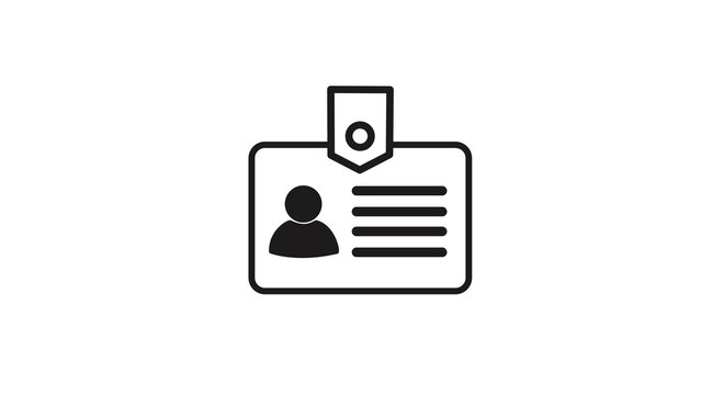 Simple black outline ID badge employee pass vector icon