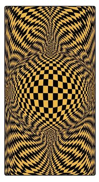 Abstract checkered pattern with yellow and black distorted wave effect