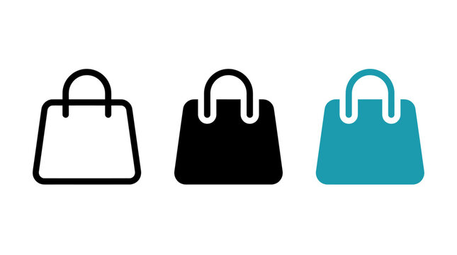 Shopping Bag and Handbag Vector Icons Set for Online Retail and Ecommerce