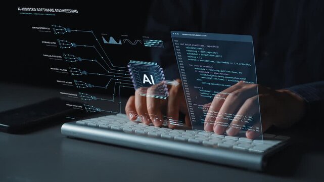 AI-generated implementation links storage and transaction rules with service interfaces, illustrating how architectural context can guide software creation.