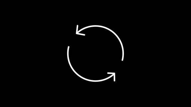 White Bidirectional Loop Arrow Icon Animation with Transparent Background