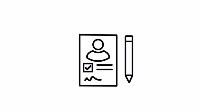 Person or guest attendance list signature animated icon. Checklist for accept, report, survey, organisation, verify of a person or group of people motion graphics