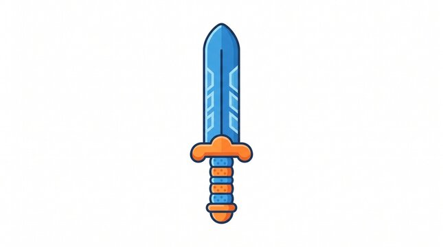 Cartoon blue sword vector illustration isolated on white background