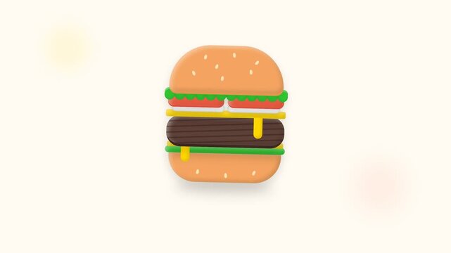 Minimalist flat vector icon of a classic cheeseburger for culinary and food design projects.