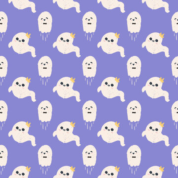 seamless pattern with ghosts Halloween 