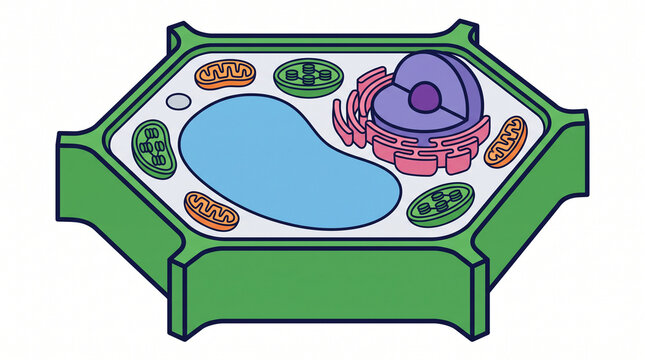 A detailed scientific diagram illustrates the various components within a plant cell structure