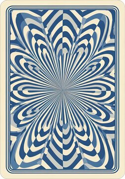Playing card back design with abstract blue and gray flower pattern