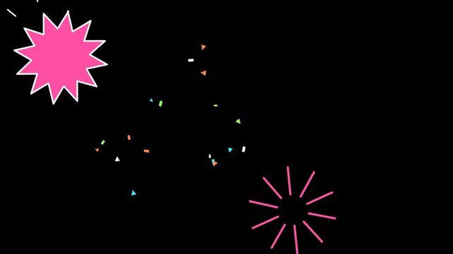 Hand drawn cartoon pops with stars hearts sparkles and confetti