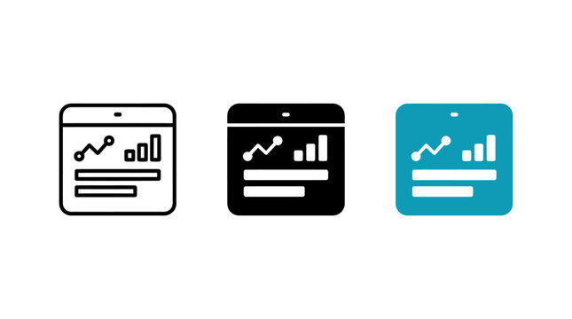 Data chart and financial report dashboard interface icons with dashboard