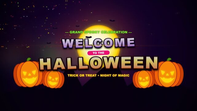 Welcome to Halloween Celebration with Pumpkins and Festive Lights.