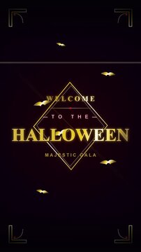 Elegant Halloween Majestic Gala invitation with bats and decorative elements.