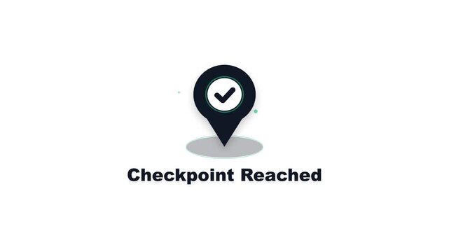 Checkpoint reached location pin icon with animated check mark
