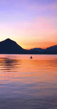 Fantastic golden hour on lake Maggiore in Italy