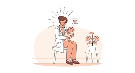 Fototapeta premium Doctor Holding Newborn Baby, Medical Care, Love, Healthcare Concept