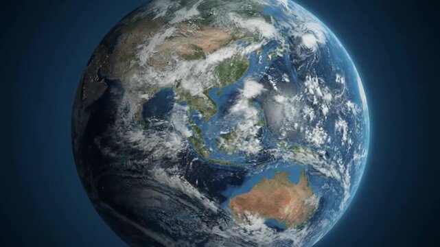 Earth Planet Rotating in Dark Space Global Connectivity Concept