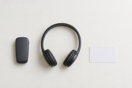 Hearing loop system testing receiver and headphones beside a blank test card