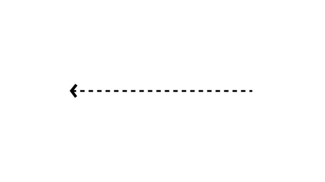 Minimalist animated arrow with dashed line path, directional pointer for ui and presentations