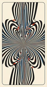 Abstract black and white wavy lines optical illusion pattern