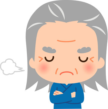 腕組みをした作務衣の老人