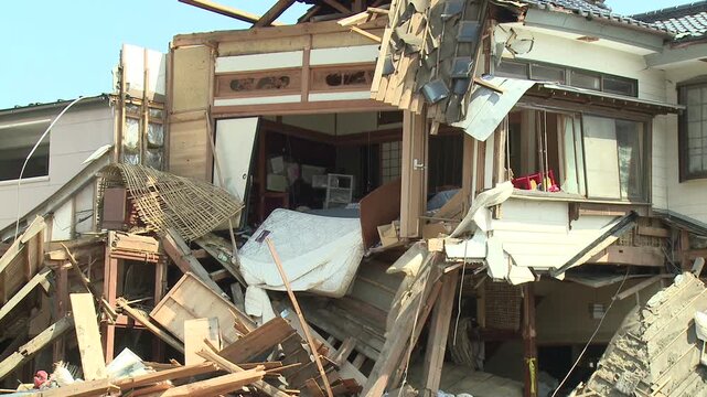 Remains Of Destroyed House In Aftermath Of Tsunami In Japan